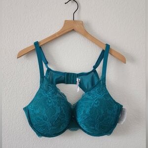 Auden The Sublime Push Up Lace Underwire Teal 44C Bra NEW